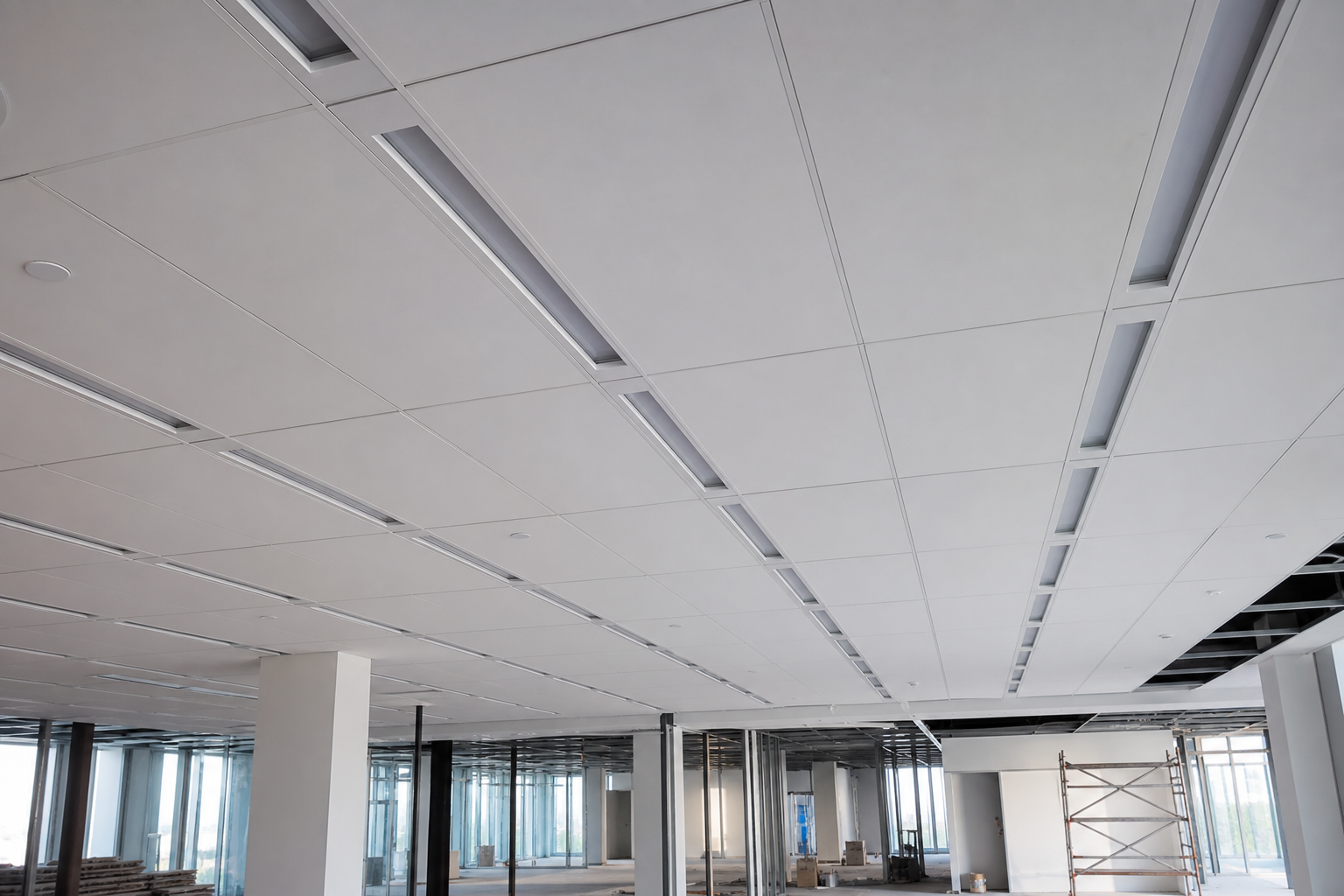 Commercial fit-out plasterboard ceiling grid