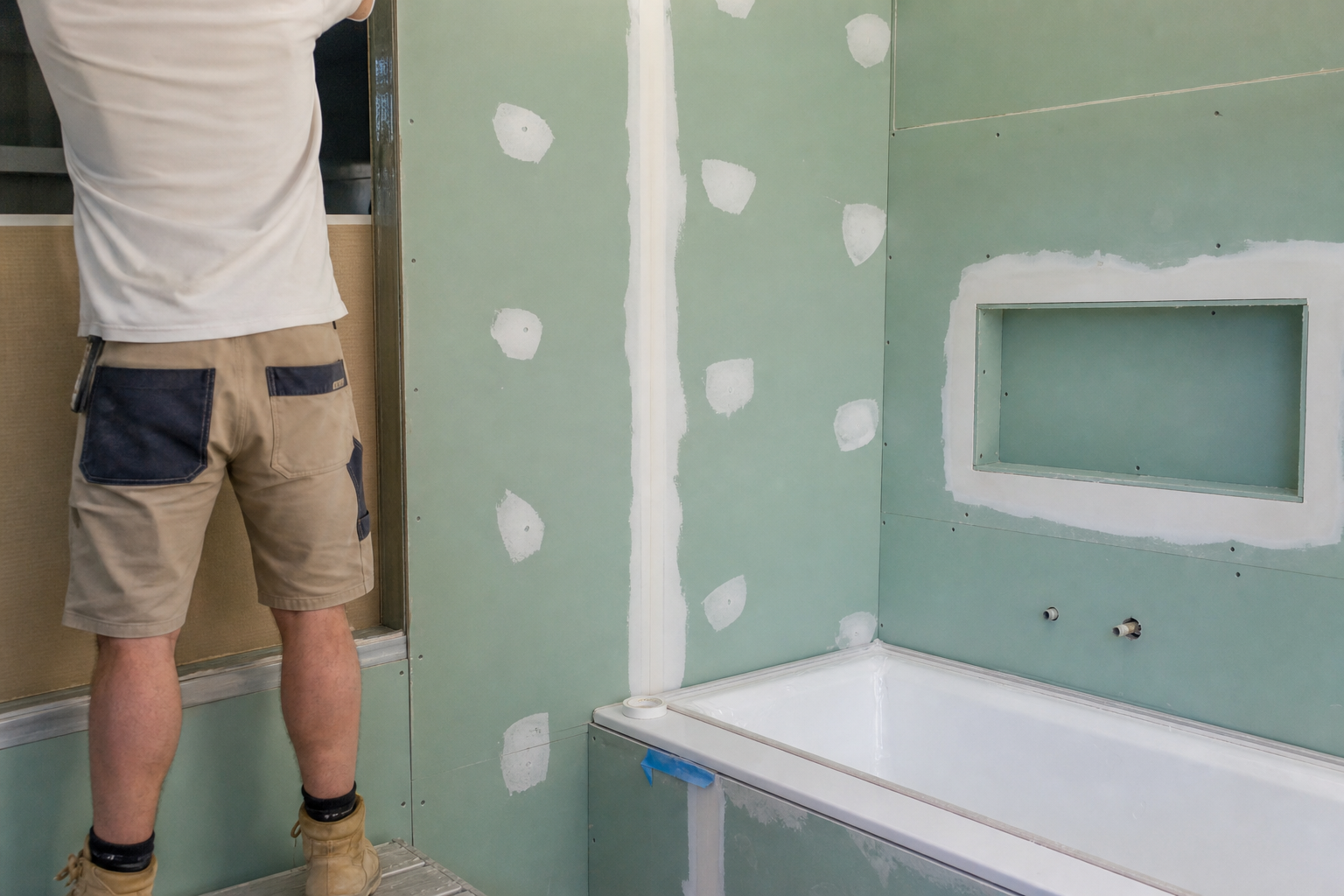 Moisture-resistant board in bathroom lining zone