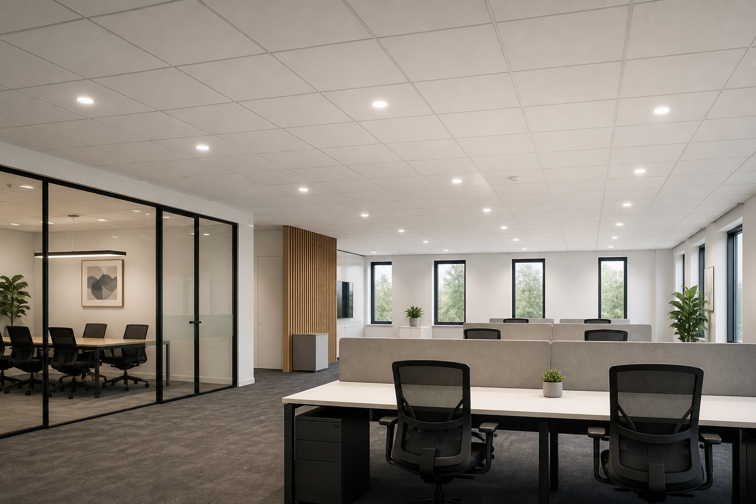Ceiling grid and set finish