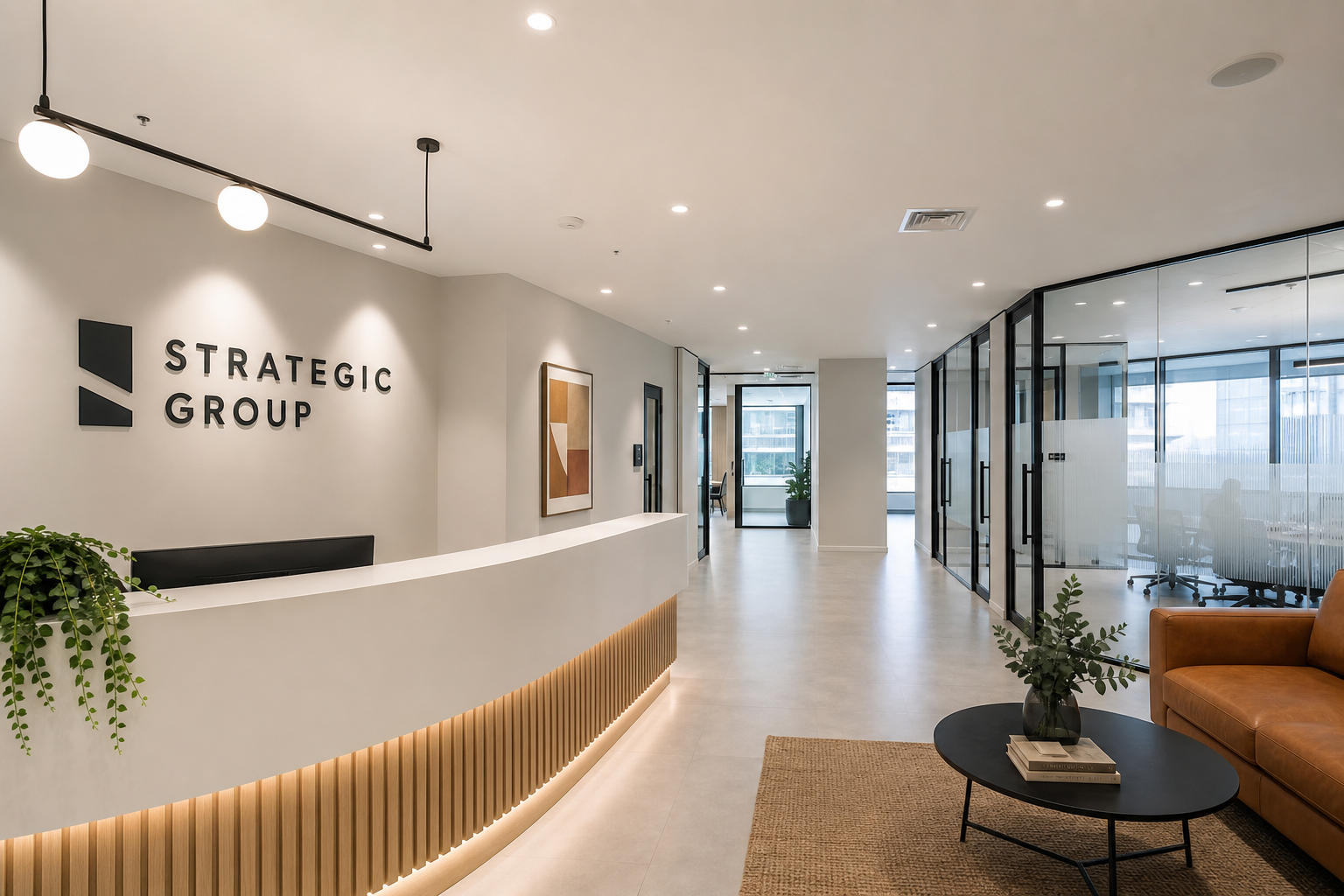 Completed office partitions