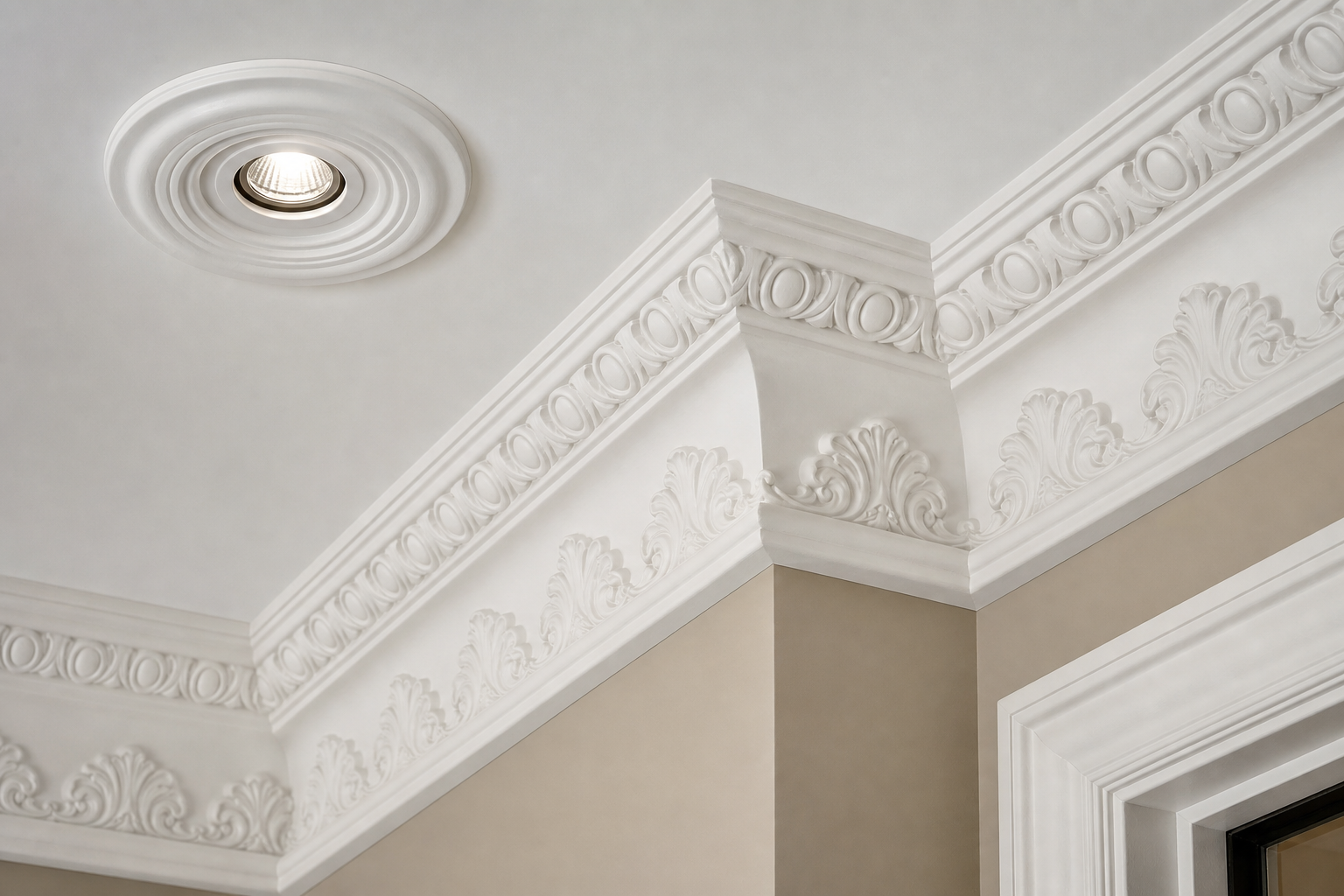 Ceiling lining and cornice detail