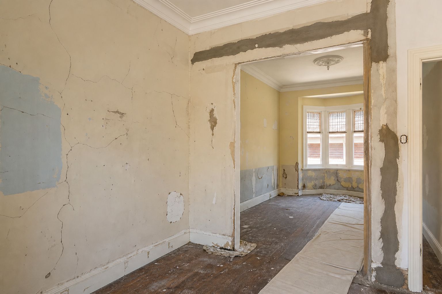 Wall condition before skim coat